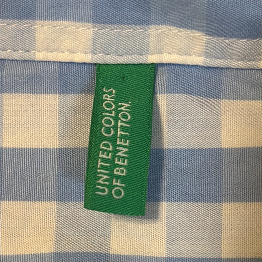 United Colors of Benetton Blue Checkered Button Down Shirt - Picture 8 of 10